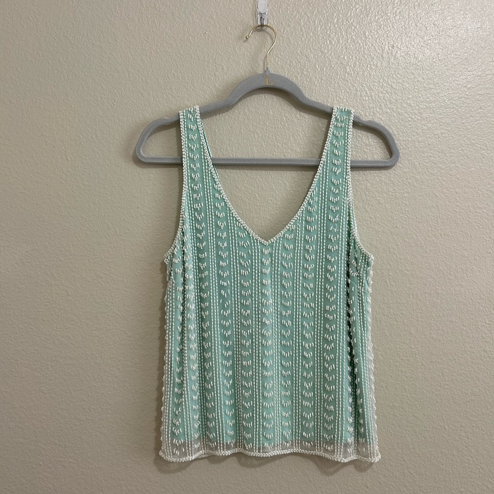 Beaded Mint Green Sleeveless Top